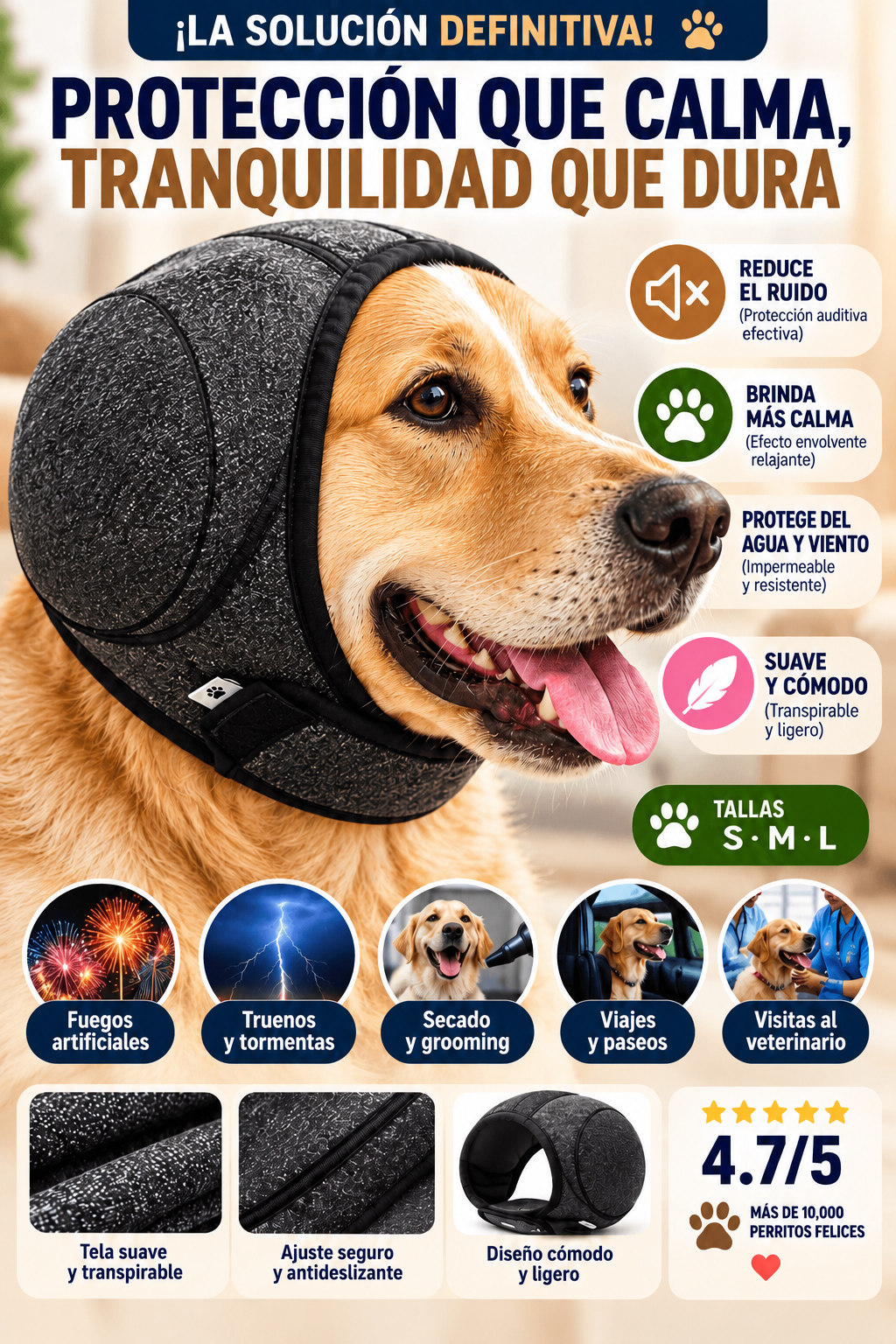 Protección Auditiva Antirruido para Perros